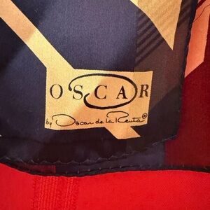 Vintage Silk Blue and Beige Striped Oscar de la Renta Women’s Scarf